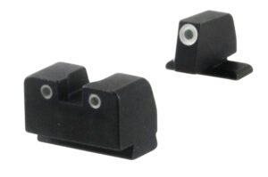 AmeriGlo SG181 Optic Compatible Sight for Sig Sauer  Tall Suppressor Green Tritium White Outline Front Sight-Green Tritium White Outline Rear Sight