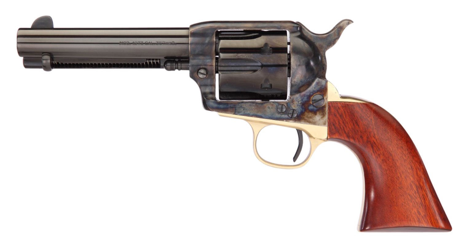 Taylors & Company 0440DE 1873 Ranch Hand Deluxe 357 Mag 6rd 4.75″ Blued Cylinder & Barrel Color Case Hardened Steel Frame Walnut Navy Size Grip (Taylor Tuned) Taylors & Company 0440DE 1873 Ranch Hand Deluxe 357 Mag 6rd 4.75″ Blued Cylinder & Barrel Color Case Hardened Steel Frame Walnut Navy Size Grip (Taylor Tuned)