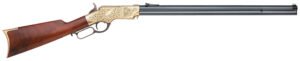 Taylors & Company 550295 1860 Brass Engraved 45 Colt (LC) 13+1 24.25″ Blued Octagon Barrel, Brass Engraved/ Brass Receiver, Walnut/ Wood Stock, Right Hand