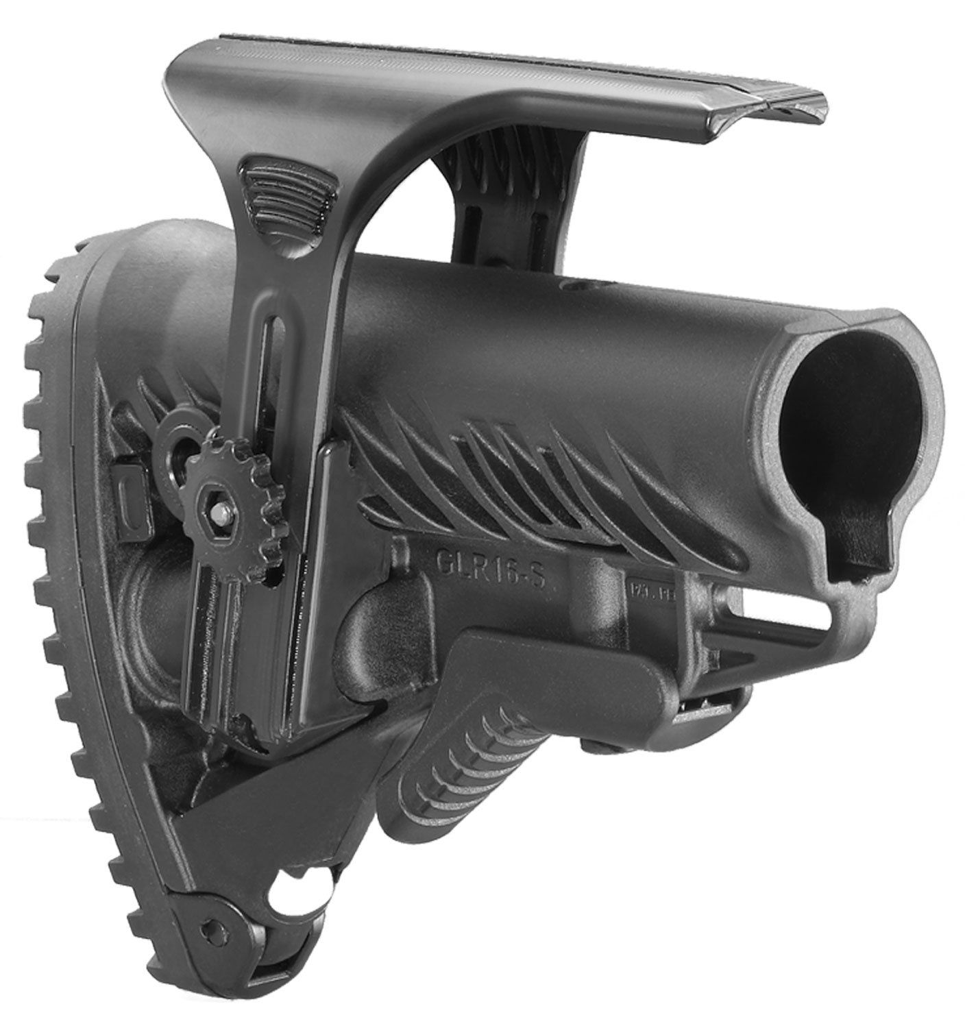 FAB Defense FXGLR16CP GLR-16 CP Tactical Buttstock for AR-15/ M16/ M4 w/Adjustable Cheek-Rest & Anti-Rattle Mechanism Black Polymer FAB Defense FXGLR16CP GLR-16 CP Tactical Buttstock for AR-15/ M16/ M4 w/Adjustable Cheek-Rest & Anti-Rattle Mechanism Black Polymer