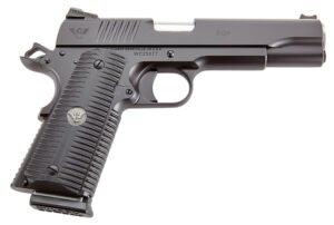Wilson Combat ACPFS45 ACP Full-Size 45 ACP Caliber with 5" Barrel, 8+1 Capacity, Black Armor-Tuff Finish Carbon Steel Beavertail Frame, Serrated Black Carbon Steel Slide & Black G10 Eagle Claw Grip