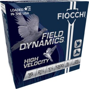 Fiocchi 16HV5 Field Dynamics High Velocity 16Gauge 2.75″ 1 1/8oz 5Shot 25 Per Box/10 Case