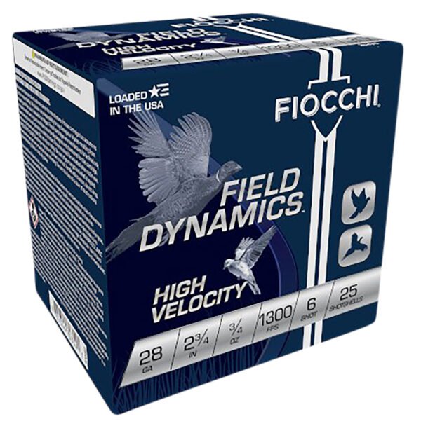 Fiocchi 28HV6 Field Dynamics High Velocity 28Gauge 2.75″ 3/4oz 6Shot 25 Per Box/10 Case