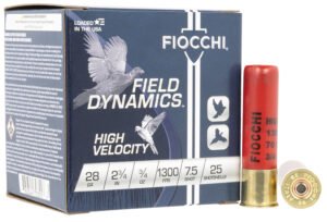 Fiocchi 28HV75 Field Dynamics High Velocity 28Gauge 2.75″ 3/4oz 7.5Shot 25 Per Box/10 Case