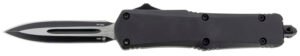 Templar Knife SBR131 Gen II Small 2.69" OTF Dagger Plain Black Oxide Stonewashed 440C SS Blade, 4.31" Black Aluminum/Rubber Handle, Glass Breaker