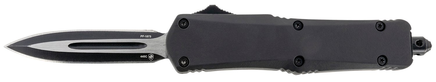 Templar Knife SBR131 Gen II Small 2.69" OTF Dagger Plain Black Oxide Stonewashed 440C SS Blade, 4.31" Black Aluminum/Rubber Handle, Glass Breaker