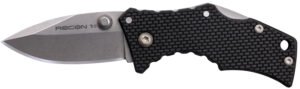 Cold Steel CS7DS Recon 1 Micro 2" Folding Spear Point Plain Stonewashed 4034 SS Blade/ Black Griv-Ex Handle Includes Pocket Clip