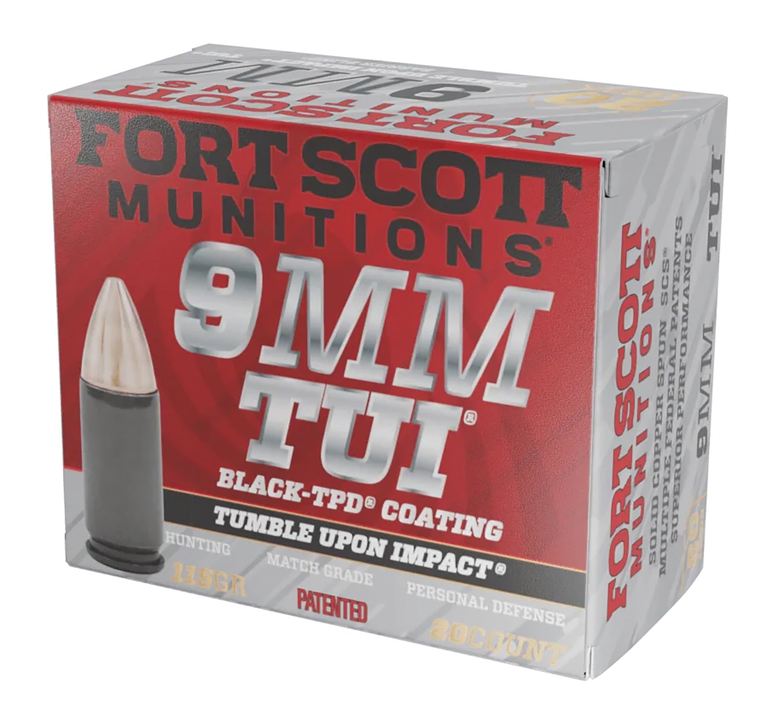 Fort Scott Munitions 9MM115SCVTPD Tumble Upon Impact (TUI) 9mmLuger 115gr Solid Copper Spun 20 Per Box/25 Case *TPD-9 Coated Fort Scott Munitions 9MM115SCVTPD Tumble Upon Impact (TUI) 9mmLuger 115gr Solid Copper Spun 20 Per Box/25 Case *TPD-9 Coated