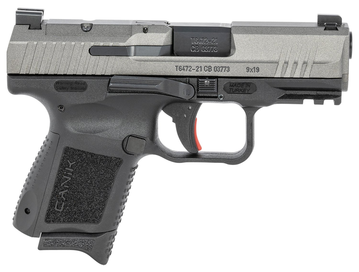 Canik HG6597TN TP9 Elite Subcompact 9mm Luger 3.60" 12+1 Black Tungsten Gray Cerakote Steel Slide Black Interchangeable Backstrap Grip