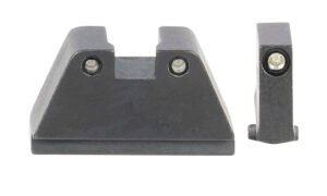 AmeriGlo GL814 Optic Compatible Sight Set for Glock  2XL Tall Green Tritium Black Outline Front Sight-Green Tritium Black Outline Rear Sight