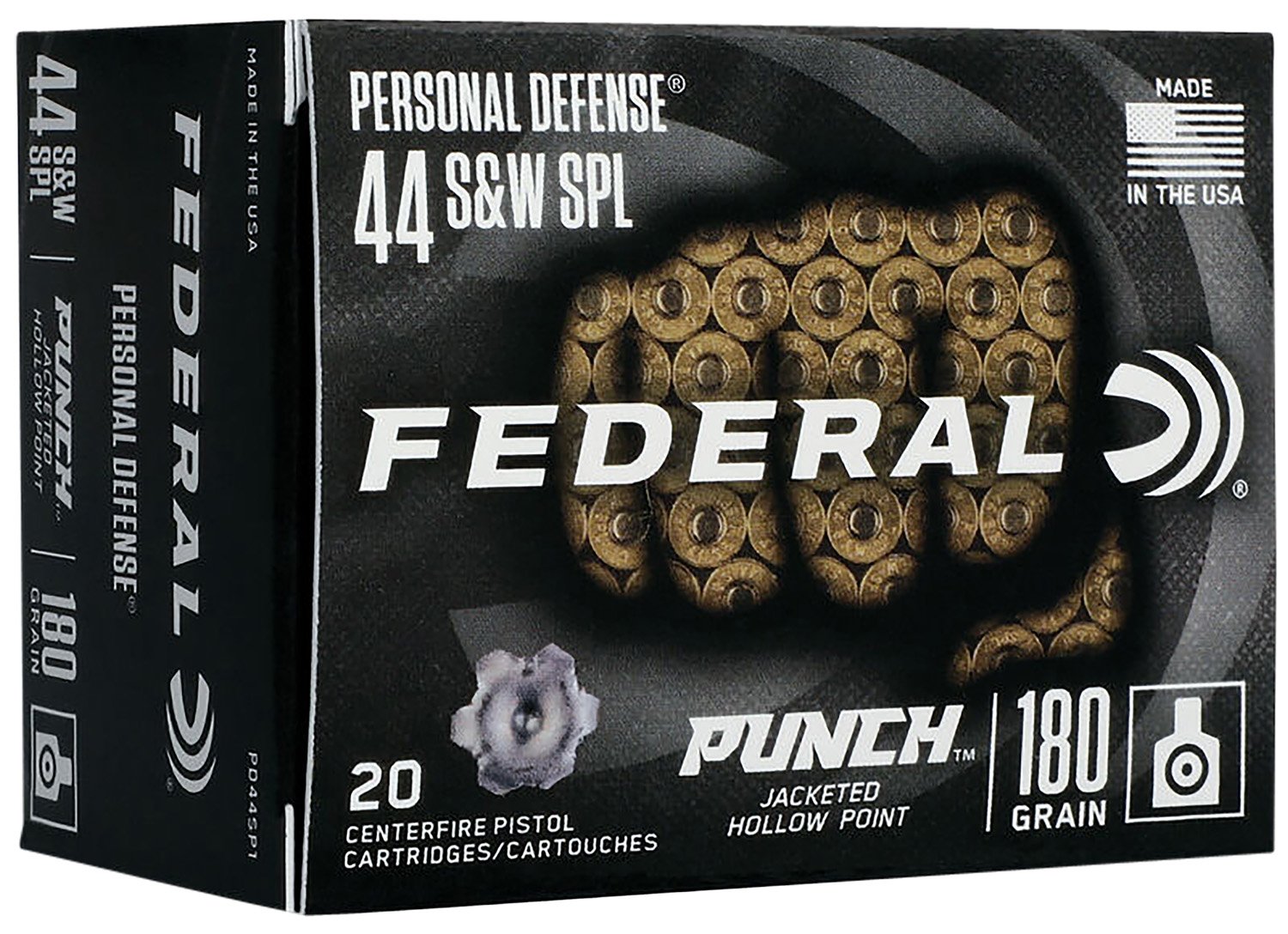 Federal PD44SP1 Punch Personal Defense 44S&W Spl 180gr Jacketed Hollow Point 20 Per Box/10 Case Federal PD44SP1 Punch Personal Defense 44S&W Spl 180gr Jacketed Hollow Point 20 Per Box/10 Case