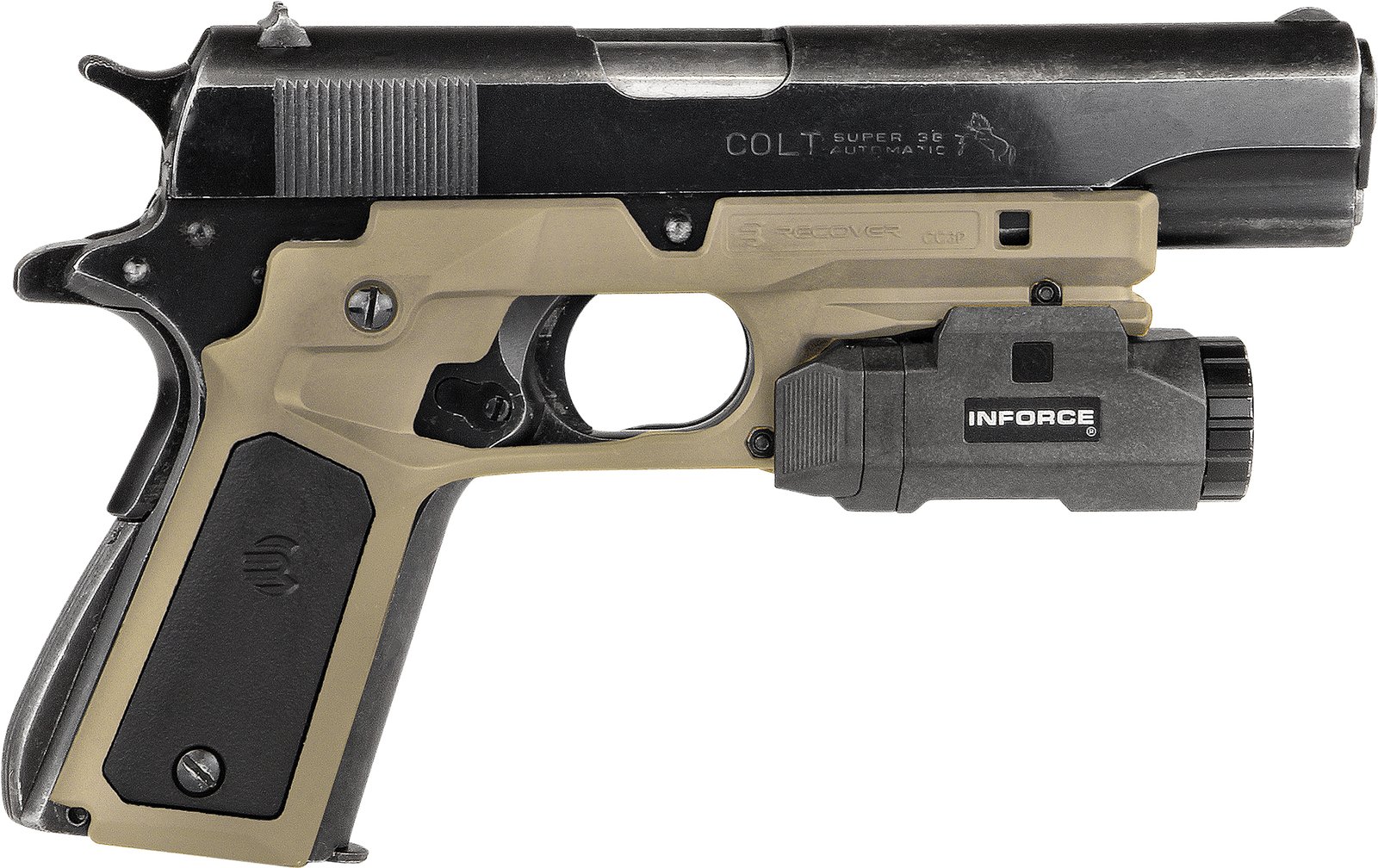 Recover Tactical CC3P0201 Frame Grip Tan Polymer Frame with Interchangeable Black & Tan Panels for Standard Frame 1911 Recover Tactical CC3P0201 Frame Grip Tan Polymer Frame with Interchangeable Black & Tan Panels for Standard Frame 1911