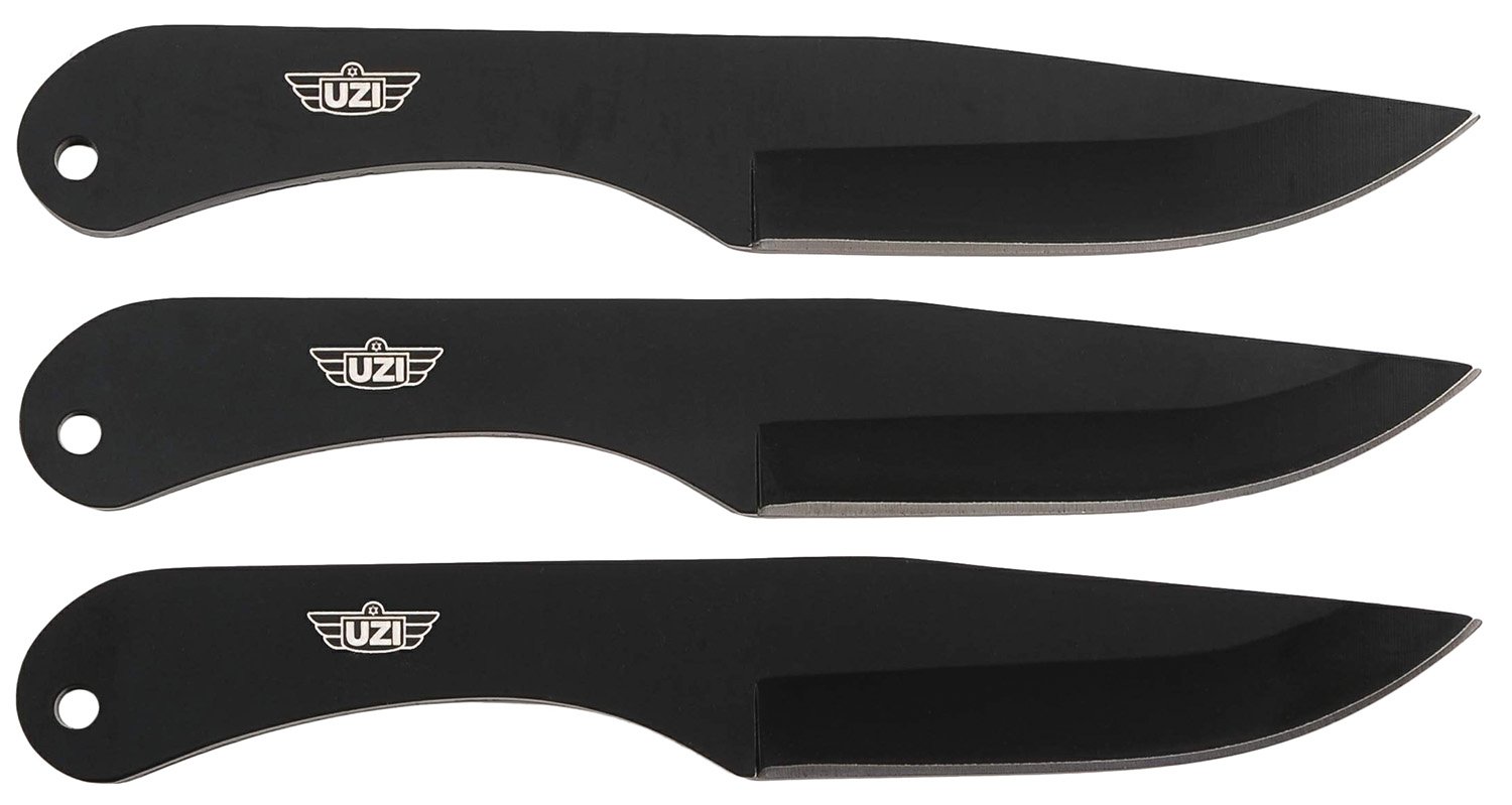 Uzi Accessories UZKTRW004 Throwing Knives IV Three, 8.25" Plain Black Stainless Steel