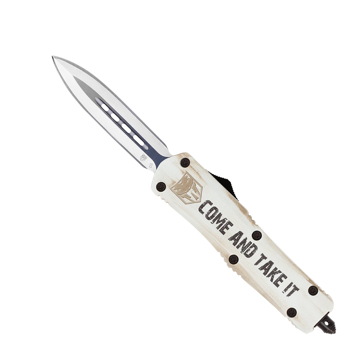 CobraTec Knives MCATIFS3DAGNS FS-3 Come And Take It Medium 3″ OTF Dagger Plain D2 Steel Blade White w/”Come And Take It” Aluminum Cerakoted Handle Features Glass Breaker Includes Pocket Clip CobraTec Knives MCATIFS3DAGNS FS-3 Come And Take It Medium 3″ OTF Dagger Plain D2 Steel Blade White w/”Come And Take It” Aluminum Cerakoted Handle Features Glass Breaker Includes Pocket Clip