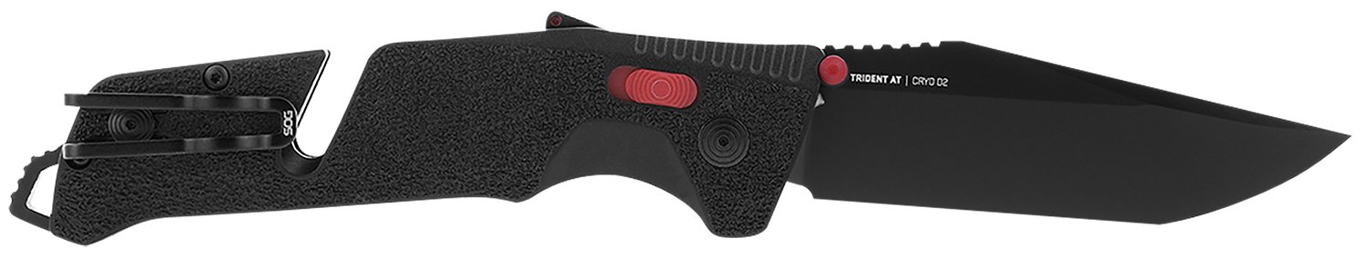 S.O.G SOG11120441 Trident AT 3.70″ Folding Tanto Plain Black TiNi Cryo D2 Steel Blade/Black w/Red Accents GRN Handle Features Line Cutter/Glass Breaker S.O.G SOG11120441 Trident AT 3.70″ Folding Tanto Plain Black TiNi Cryo D2 Steel Blade/Black w/Red Accents GRN Handle Features Line Cutter/Glass Breaker