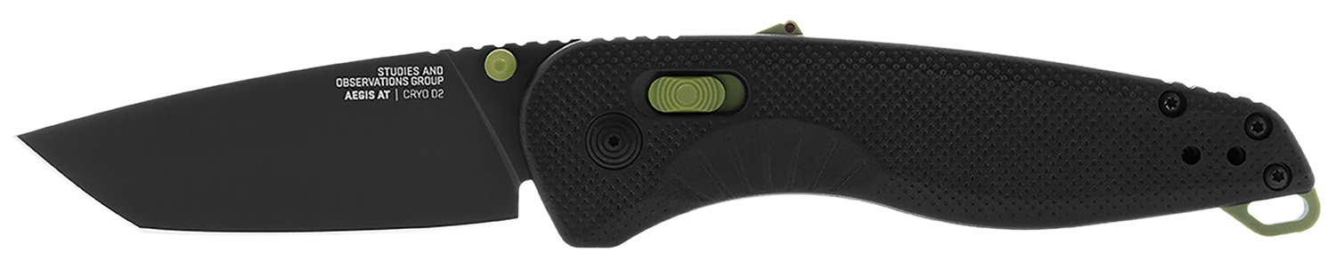 S.O.G SOG11410941 Aegis AT 3.13″ Folding Drop Point Plain Black TiNi Cryo D2 Steel Blade/Black w/Moss Accents GRN Handle S.O.G SOG11410941 Aegis AT 3.13″ Folding Drop Point Plain Black TiNi Cryo D2 Steel Blade/Black w/Moss Accents GRN Handle