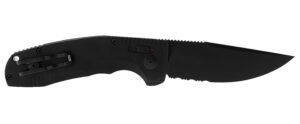 S.O.G SOG15380257 SOG-TAC Auto 3.43″ Folding Part Serrated Black TiNi Cryo D2 Steel Blade Black Micro-Textured Anodized Aluminum Handle Includes Pocket Clip