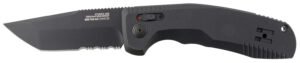 S.O.G SOG15380457 SOG-TAC Auto 3.43″ Folding Tanto Part Serrated Black TiNi Cryo D2 Steel Blade Black Micro-Textured Anodized Aluminum Handle Includes Pocket Clip