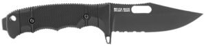 S.O.G SOG17210157 Seal FX 4.30″ Fixed Clip Point Part Serrated Black Cerakote CPM S35VN SS Blade/Black GRN/SS Handle Includes Sheath