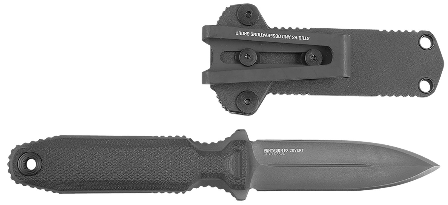 S.O.G SOG17610357 Pentagon FX Covert 3.41″ Fixed Spear Point Plain Black Titanium Nitride Cryo CPM S35VN Blade/G10 Blackout Handle S.O.G SOG17610357 Pentagon FX Covert 3.41″ Fixed Spear Point Plain Black Titanium Nitride Cryo CPM S35VN Blade/G10 Blackout Handle