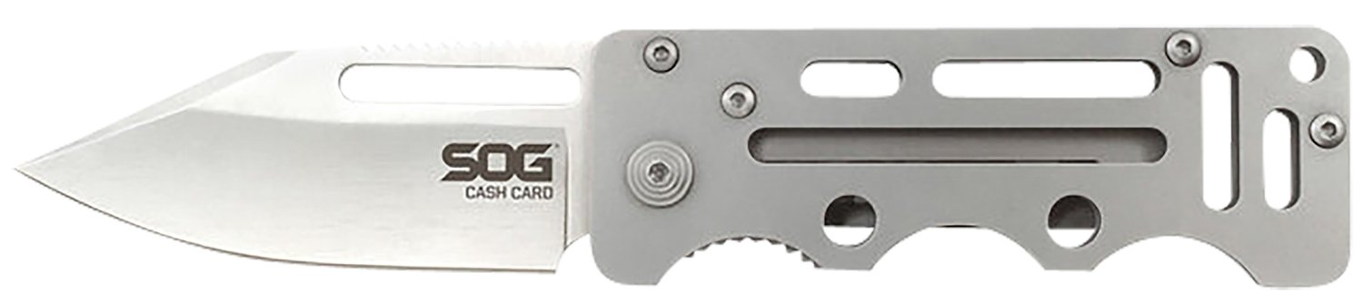 S.O.G SOG-EZ1-CP Cash Card 2.75″ Folding Clip Point Satin 8Cr13MoV SS Blade/ Silver Skeletonized Stainless Steel Handle S.O.G SOG-EZ1-CP Cash Card 2.75″ Folding Clip Point Satin 8Cr13MoV SS Blade/ Silver Skeletonized Stainless Steel Handle