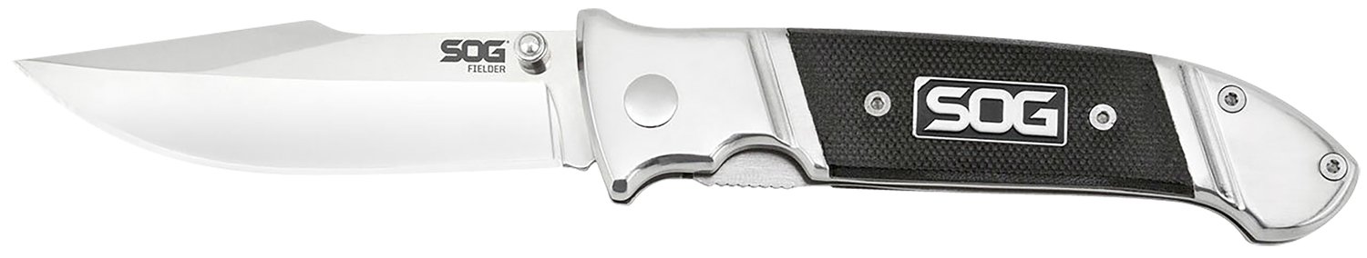 S.O.G SOG-FF38-CP Fielder 3.30″ Folding Clip Point Plain Satin 7Cr17MoV SS Blade Black G10 Handle Includes Belt Clip S.O.G SOG-FF38-CP Fielder 3.30″ Folding Clip Point Plain Satin 7Cr17MoV SS Blade Black G10 Handle Includes Belt Clip