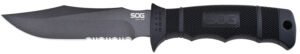 S.O.G SOGM37K Seal Pup  4.75″ Fixed Clip Point Part Serrated Powder Coated AUS-8A SS Blade Black w/Raised Diamond Pattern GRN Handle Includes Sheath