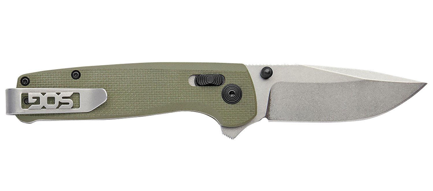 S.O.G SOGTM1022CP Terminus XR 2.95″ Folding Plain Clip Point Stone Washed D2 Steel Blade/Olive Drab Textured G10 Handle S.O.G SOGTM1022CP Terminus XR 2.95″ Folding Plain Clip Point Stone Washed D2 Steel Blade/Olive Drab Textured G10 Handle