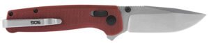 S.O.G SOGTM1023BX Terminus XR 2.95″ Folding Clip Point Plain Stonewashed D2 Steel Blade Crimson Textured G10 Handle Features Box Packaging Includes Pocket Clip