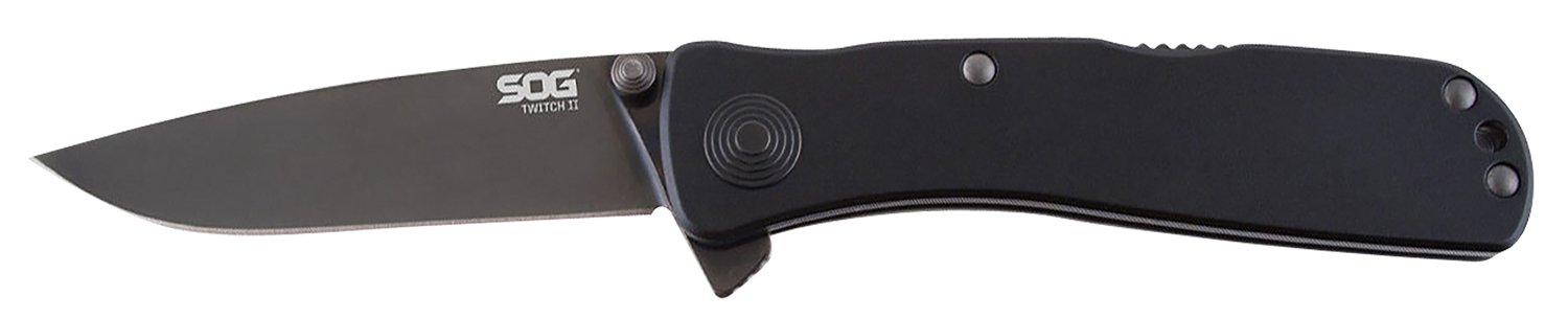 S.O.G SOGTWI12CP Twitch II 2.65″ Folding Plain Black Hardcased TiCN AUS-8A SS Blade Black Anodized Aluminum Handle Includes Pocket Clip S.O.G SOGTWI12CP Twitch II 2.65″ Folding Plain Black Hardcased TiCN AUS-8A SS Blade Black Anodized Aluminum Handle Includes Pocket Clip