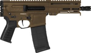 CMMG 30A0E33MB Dissent MK4 300 Blackout 30+1 6.50″, Midnight Bronze Cerakote Rec, OEM Grip, Picatinny Buffer Adapter, Zeroed Drop-In Single Stage Trigger