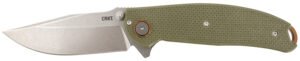 CRKT 2471 Butte  3.36″ Folding Plain Stonewashed D2 Steel Blade/OD Green G10 Handle Includes Pocket Clip