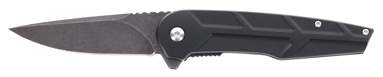 Schrade 1159329 Reckon 3.25" Folding Drop Point Plain Dark Stonewash D2 Steel Blade 4.40" Black Aluminum Handle