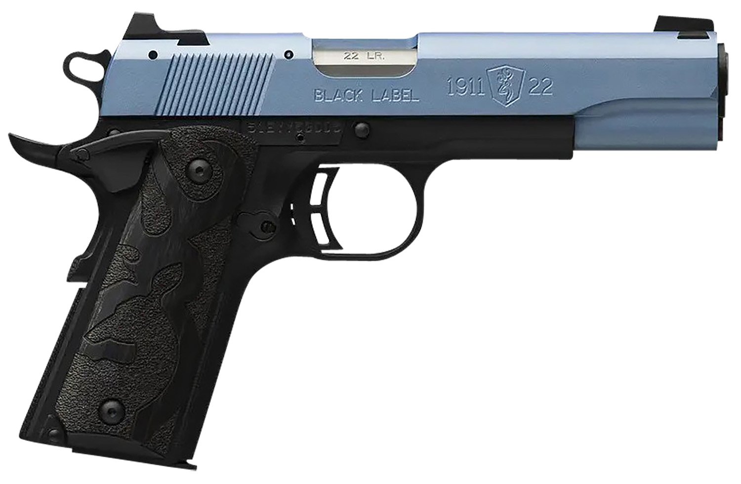 Browning 051897490 1911 Black Label Full Size Frame 22 LR 10+1, 4.25″ Matte Stainless Steel Barrel, Polar Blue Cerakote Serrated Slide, Matte Black Polymer Frame w/Beavertail, Black Laminate Wood Grip Browning 051897490 1911 Black Label Full Size Frame 22 LR 10+1, 4.25″ Matte Stainless Steel Barrel, Polar Blue Cerakote Serrated Slide, Matte Black Polymer Frame w/Beavertail, Black Laminate Wood Grip