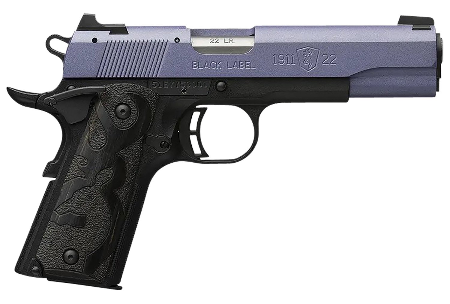Browning 051893490 1911 Black Label Full Size Frame 22 LR 10+1, 4.25″ Matte Stainless Steel Barrel, Crushed Orchid Cerakote Serrated Slide, Matte Black Polymer Frame w/Beavertail Browning 051893490 1911 Black Label Full Size Frame 22 LR 10+1, 4.25″ Matte Stainless Steel Barrel, Crushed Orchid Cerakote Serrated Slide, Matte Black Polymer Frame w/Beavertail