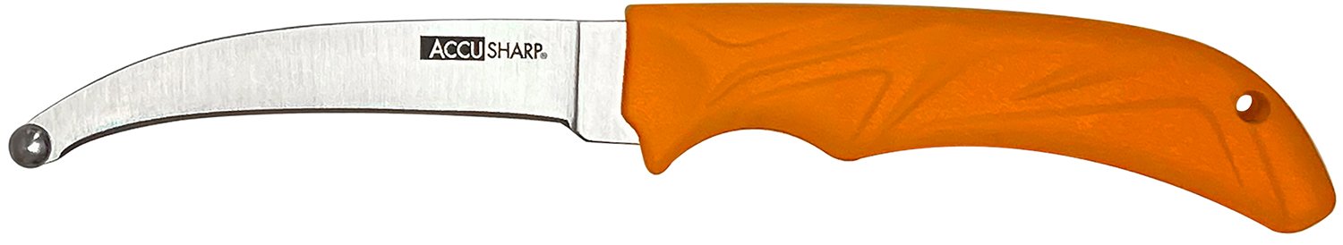 AccuSharp 734C AccuZip 4″ Fixed Plain Stainless Steel/ Blade Blaze Orange Ergonomic Anti-Slip Rubber Handle AccuSharp 734C AccuZip 4″ Fixed Plain Stainless Steel/ Blade Blaze Orange Ergonomic Anti-Slip Rubber Handle