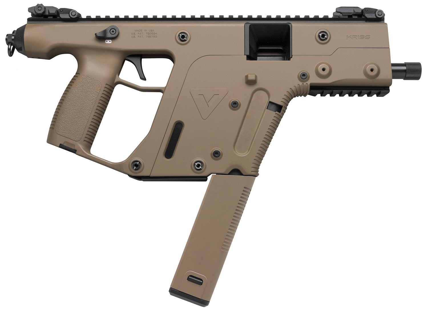 Kriss USA KV45PFD20 Vector CRB Gen2 45 ACP 30+1 Black Nitride Threaded Barrel, Flat Dark Earth Picatinny Rail Top & Bottom, QD Sling Swivel Kriss USA KV45PFD20 Vector CRB Gen2 45 ACP 30+1 Black Nitride Threaded Barrel, Flat Dark Earth Picatinny Rail Top & Bottom, QD Sling Swivel