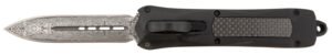 Steel River Knives A163BDD Spartan  3.50″ OTF Dagger Plain Damascus 440C SS Blade/Black w/Carbon Fiber Inlay Aluminum Zinc Alloy Handle