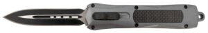 Steel River Knives A163BD Spartan  3.50″ OTF Dagger Plain Black/Silver 440C SS Blade/ Gray w/Carbon Fiber Inlay Aluminum Zinc Alloy Handle