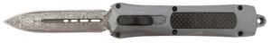 Steel River Knives A163BDD Spartan  3.50″ OTF Dagger Plain Damascus 440C SS Blade/Gray w/Carbon Fiber Inlay Aluminum Zinc Alloy Handle