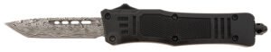 Steel River Knives MT616BDP Spartan  Mini 2.75″ OTF Tanto Plain Laser Etched Damascus 440C SS Blade/4.25″ Black Aluminum Zinc Alloy Handle