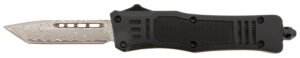 Steel River Knives MT616BRDAMT Spartan  Mini 2.75″ OTF Tanto Plain Real Damascus/4.25″ Black Aluminum Zinc Alloy Handle