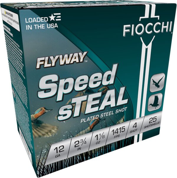 Fiocchi 12FST4 Flyway Speed Steel 12Gauge 2.75″ 1 1/8oz 4Shot 25 Per Box/10 Case