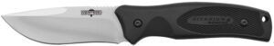 Camillus 19232 Western Black River 3.75" Fixed Drop Point Plain Satin 420 Steel Titanium Bonded Blade, Black Rubber Handle, Includes Sheath