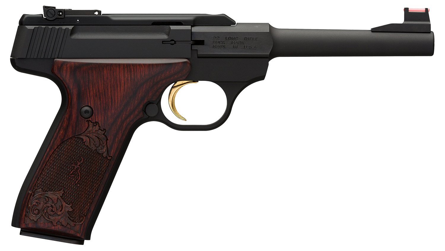 Browning 051519490 Buck Mark Challenge 22 LR 10+1 5.50″ Polished Flats Steel Barrel, Matte Black Serrated Slide & Aluminum Frame, Engraved Rosewood Grip Browning 051519490 Buck Mark Challenge 22 LR 10+1 5.50″ Polished Flats Steel Barrel, Matte Black Serrated Slide & Aluminum Frame, Engraved Rosewood Grip