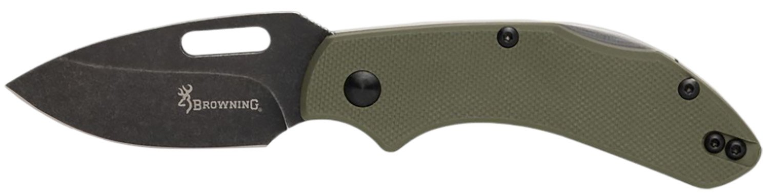 Browning 3220504 Hidden Hollow EDC Small 2.25″ Folding Drop Point Plain Black Oxide Stonewashed D2 Steel Blade, OD Green G10 Handle Browning 3220504 Hidden Hollow EDC Small 2.25″ Folding Drop Point Plain Black Oxide Stonewashed D2 Steel Blade, OD Green G10 Handle