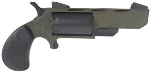 North American Arms TGHMB Green Huntsman  22 WMR 5 Shot 2″ OD Green Cerakote Heavy Vent Rib Barrel, OD Green Cerakote Steel Frame, Matte Black Cylinder, Black Cobblestone Rubber Grip, Exposed Hammer