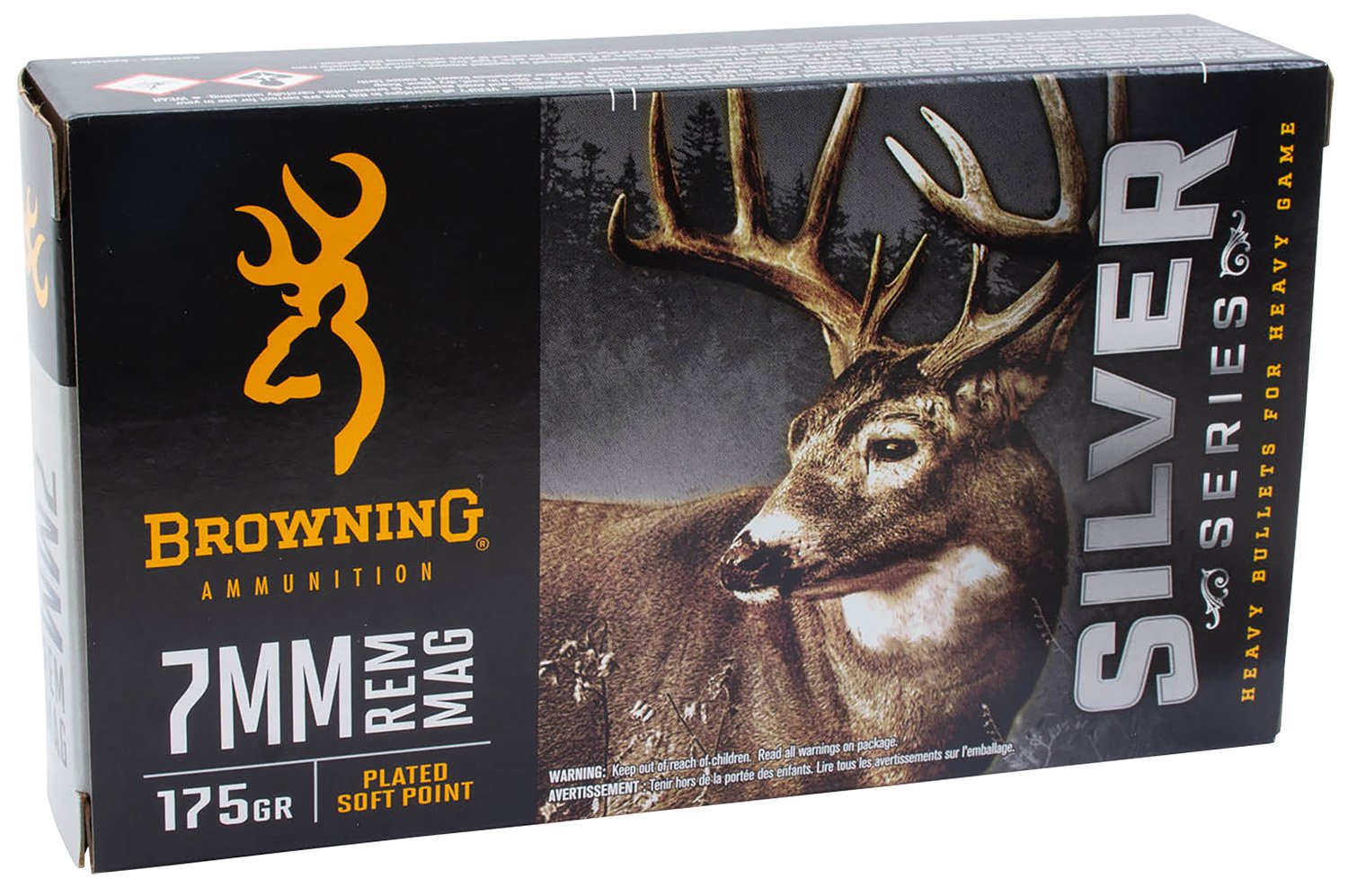 Browning Ammo B192600071 Silver 7mmRem Mag 175gr Plated Soft Point 20 Per Box/10 Case Browning Ammo B192600071 Silver 7mmRem Mag 175gr Plated Soft Point 20 Per Box/10 Case