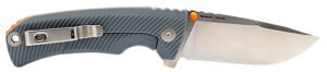 S.O.G SOG14060243 Tellus FLK 3.65″ Folding Clip Point Plain Stonewashed Cryo 440C SS Blade, Wolf Gray Textured GRN Handle, Blister Pack