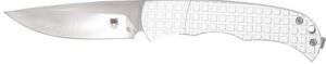 CobraTec Knives CTCLNHRSIL Cyclone Hidden Release 3″ OTF Plain Satin D2 Steel Blade, 4″ White Aluminum Handle